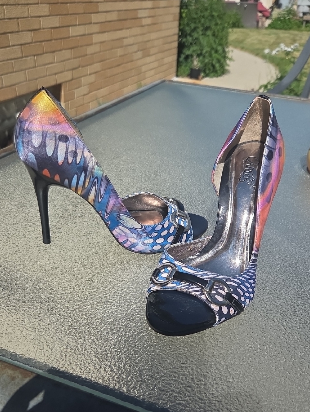 Carlos by Carlos Santana Multicolor Blue Purple Orange Peep-Toe Stiletto Heels